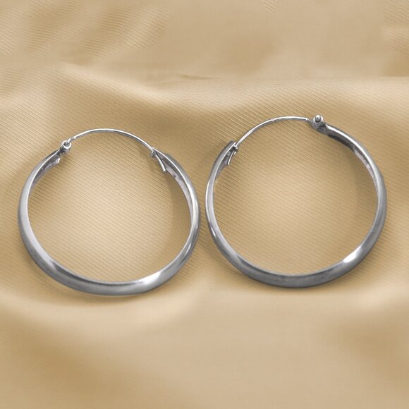 Vintage Classic Sterling Silver Hoop Earrings, Stamped 925, Women's Earrings - Picture 1 of 7